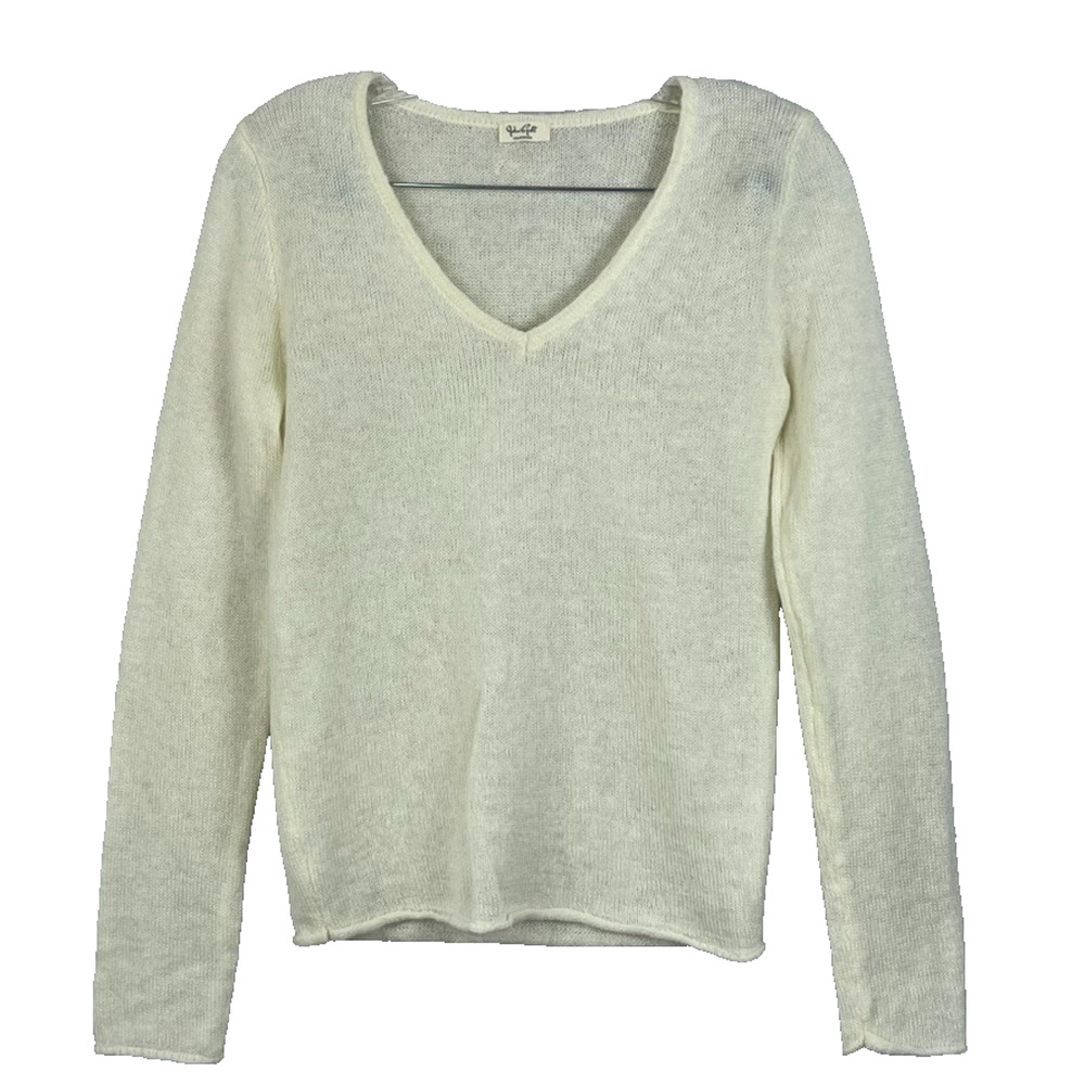 John Galt Sweater Top Womens OS Ivory Mohair Wool Blend Loose Knit Dainty